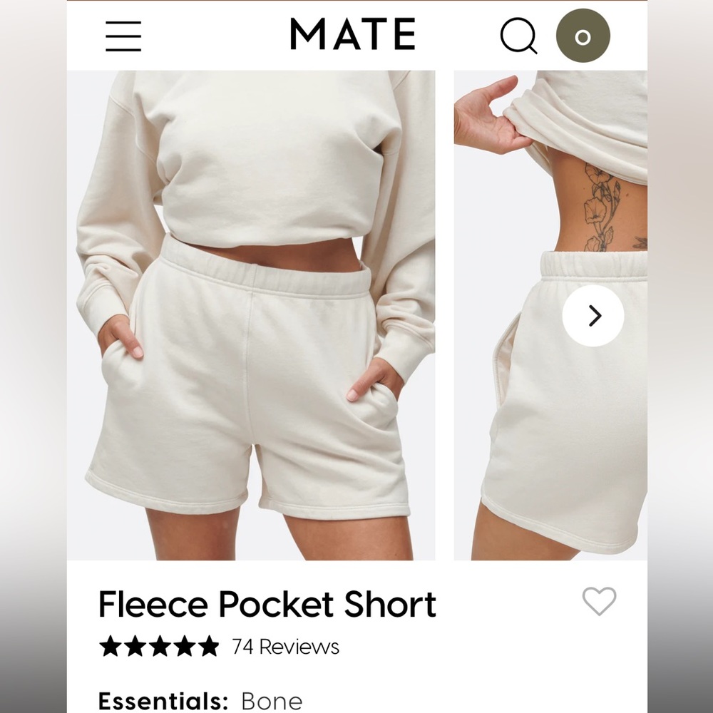 Mate the Label Fleece Pocket Short - Yellow